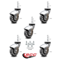 Service Caster 3 Inch Bright Chrome Hooded Polyurethane 5/16 Inch Grip Neck Stem Casters, 5PK SCC-GN03S310-PPUBD-BC-5